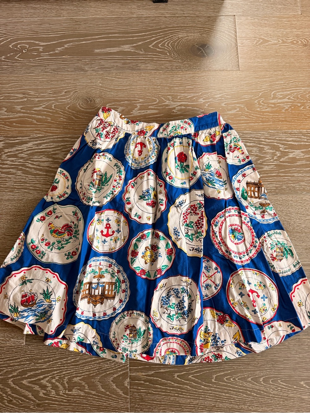 Boden Blue Plate-Print A-Line Skirt size 6